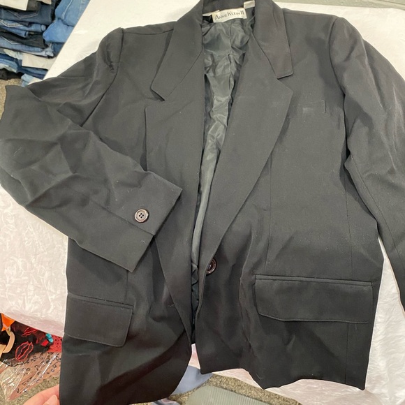 Vintage 100% Wool Anne Klein II Blazer Black Womens 10 Button Up Great Condition - Picture 11 of 13